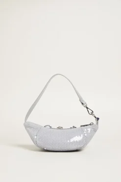 Mini borsa con fiori ricamati - Argento