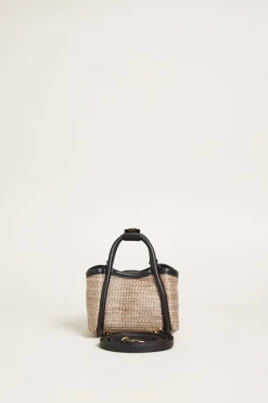 Mini borsa effetto rafia - Sabbia Nero