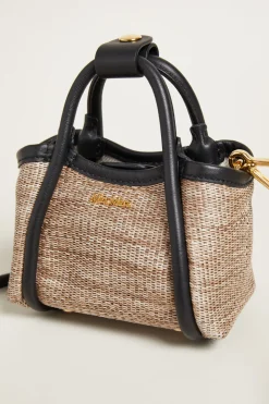 Mini borsa effetto rafia - Sabbia Nero