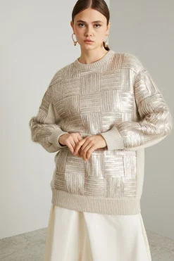 Mini abito con paillettes - Tortora Chiaro