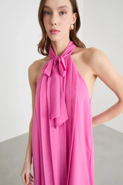 Mini abito svasato in georgette - Rosa