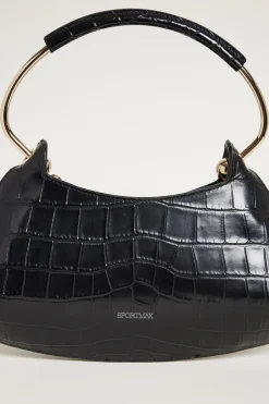 Mini bag in pelle stampa cocco - Nero