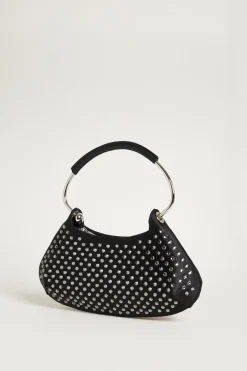 Mini bag in raso con strass - Nero