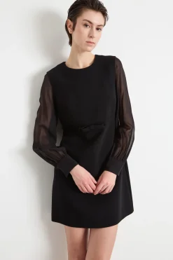 Minidress in cady con fiocco - Nero