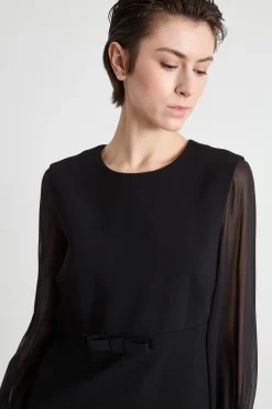 Minidress in cady con fiocco - Nero