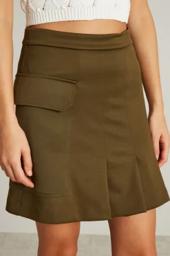 Minigonna cargo in jersey - Verde Militare