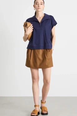 Minigonna con coulisse - Cammello