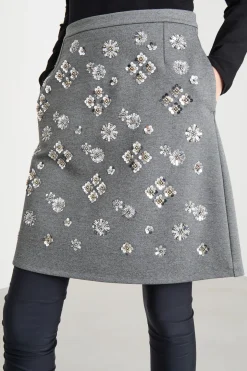 Minigonna in jersey con paillettes - Grigio