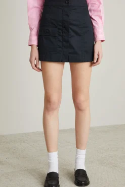 Minigonna in raso di cotone - Nero