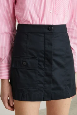 Minigonna in raso di cotone - Nero