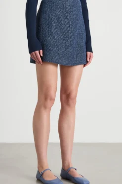 Minigonna in stuoia tweed - Blu