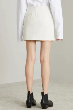 Minigonna in tela stretch - Latte