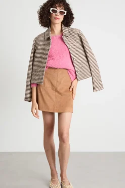 Minigonna in tessuto stretch - Cammello
