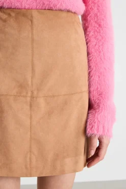 Minigonna in tessuto stretch - Cammello