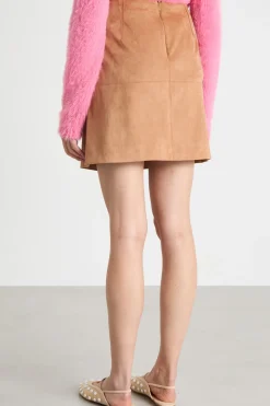 Minigonna in tessuto stretch - Cammello