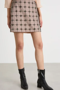 Minigonna in tulle ricamato - Rosa