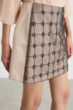 Minigonna in tulle ricamato - Rosa