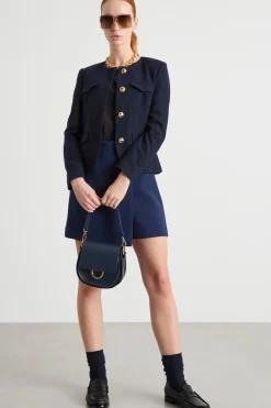 Minigonna pantalone in cady - Blu