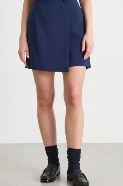 Minigonna pantalone in cady - Blu