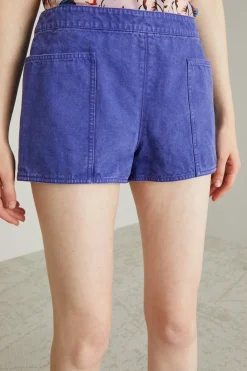 Mini short in canvas di cotone - Viola