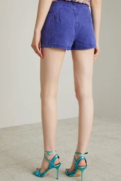 Mini short in canvas di cotone - Viola