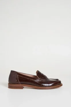 Mocassini in pelle verniciata - Marrone