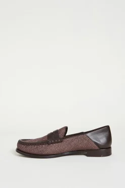 Mocassino effetto rafia - Marrone