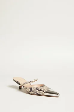 Mule con puntale in metallo - Beige Nero
