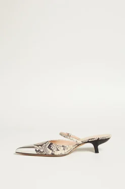 Mule con puntale in metallo - Beige Nero