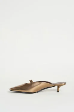 Mule in pelle laminata - Bronzo
