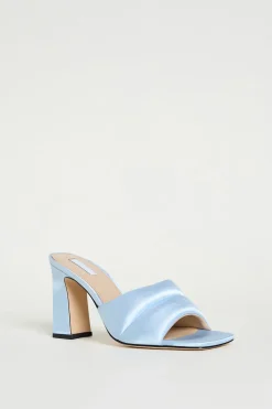 Mule in raso imbottito - Azzurro