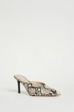 Mule in tessuto spalmato con stampa pitone - Animalier