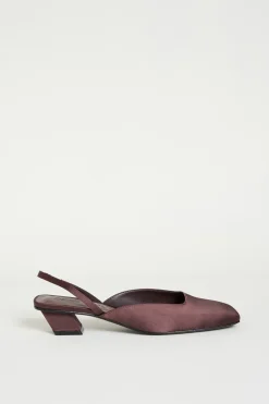 Mules slingback in raso - Marrone