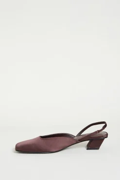 Mules slingback in raso - Marrone