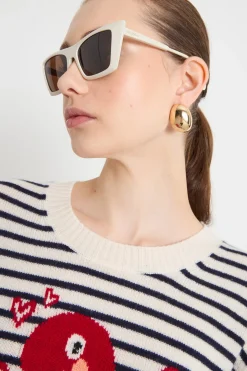 Occhiali cat-eye - Bianco Marrone