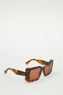 Occhiali da sole squadrati oversize - Marrone Arancione