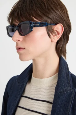 Occhiali rettangolari in acetato - Blu