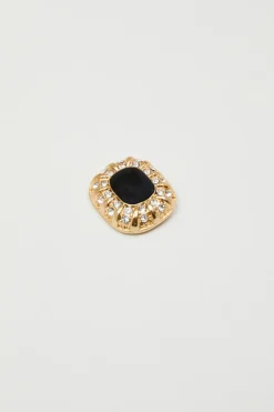 Orecchini a lobo con strass - Nero Oro Argento
