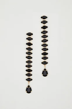 Orecchini pendenti con strass - Nero Oro