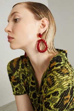 Orecchini pendenti con strass - Rosso
