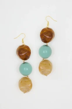 Orecchini pendenti - Marrone Azzurro Beige