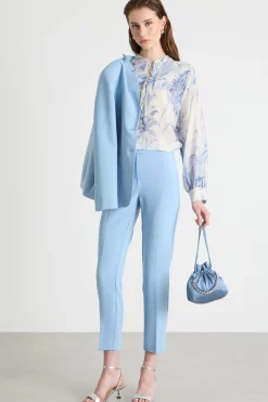 Pantalone aderente in cady - Azzurro