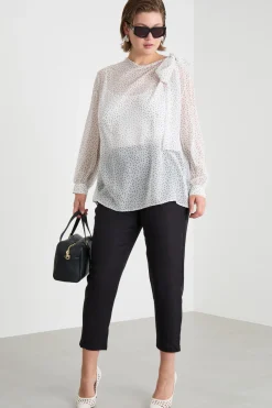 Pantalone aderente in crepe - Nero