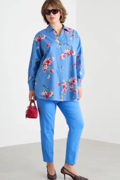 Pantalone aderente in doppia tela - Azzurro