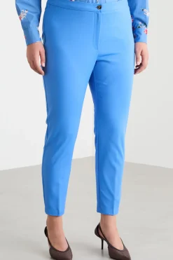 Pantalone aderente in doppia tela - Azzurro