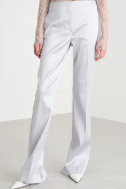 Pantalone aderente in raso - Argento