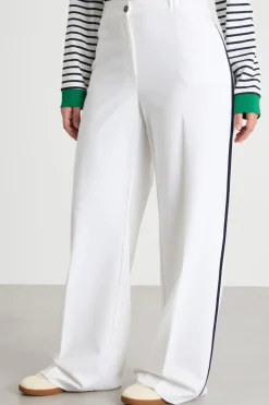 Pantalone ampio con bande a contrasto - Bianco Nero