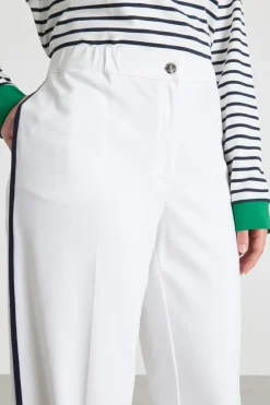 Pantalone ampio con bande a contrasto - Bianco Nero