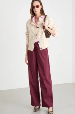 Pantalone ampio con coulisse - Bordeaux