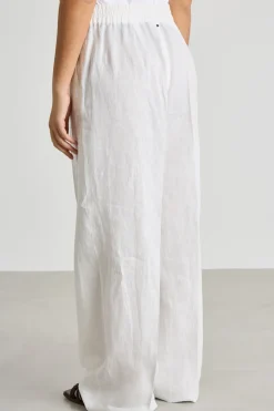 Pantalone ampio con coulisse e nappe - Bianco